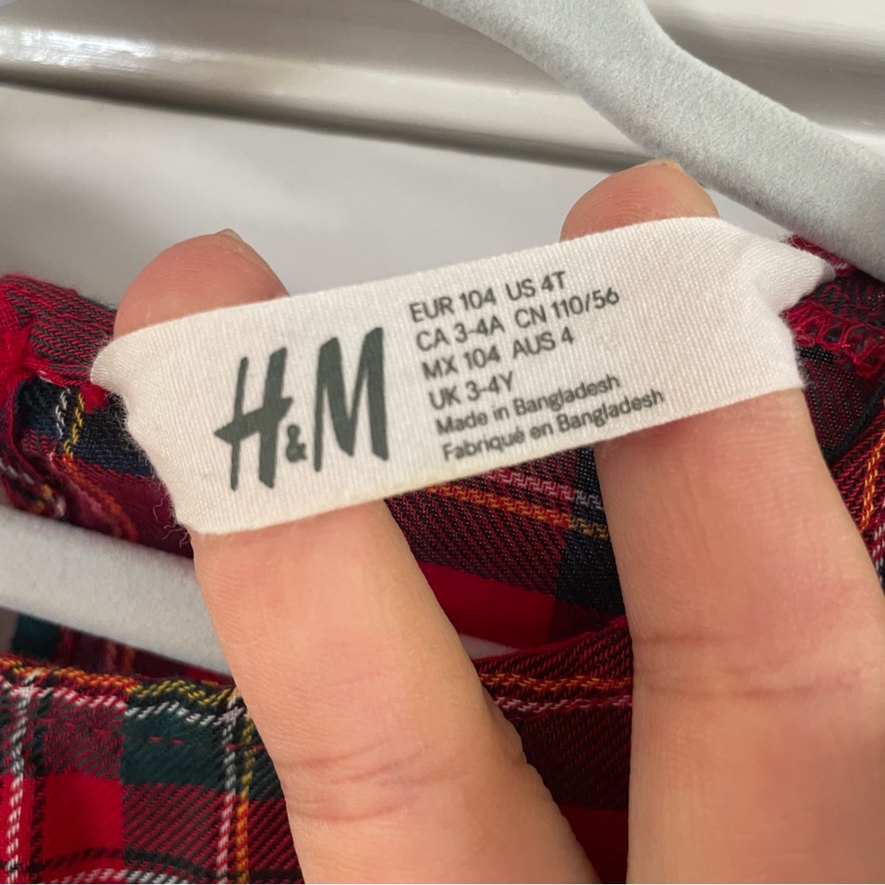 H&M Christmas red tartan plaid toddler girl's dress bundle size 3-4 - Picture 5 of 13